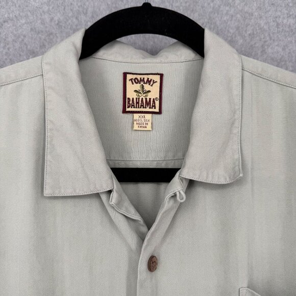 Tommy Bahama Mens Vintage 100% Silk Button Up Shirt Size XXL Green Camp Hawaiian - Picture 4 of 10